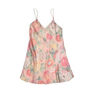 VICTORIAS SECRET Gold Label Pink Floral 100% Silk Cami Top Spaghetti Strap Sz P